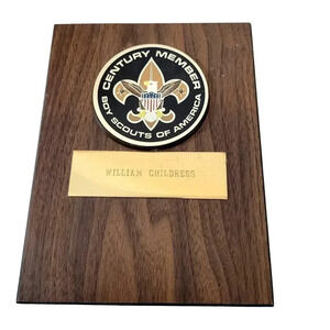 Boy Scouts of America Century Member Wall Plaque Metal Plate 8" x 6" BSA